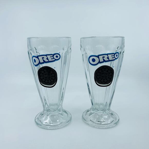 Set Of 2 Oreo Cookie Ice Cream Sundae Float Clear Milkshake Drinking Glassware - Picture 1 of 4